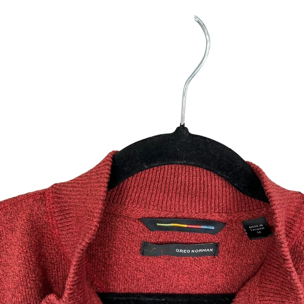 Greg Norman Mens Sweater Quarter Zip Mock Collar Pullover Burnt Red Size M*